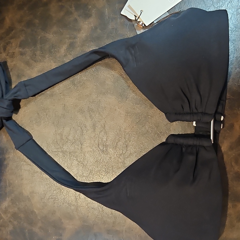 CALIA Women's U-Bar Halter Bikini Swim Top: BLACK: NEW WITH TAGS: SIZE XS